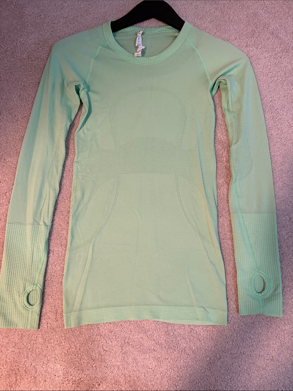 lululemon athletica Mint Long Sleeve Seamless Top with Thumbholes